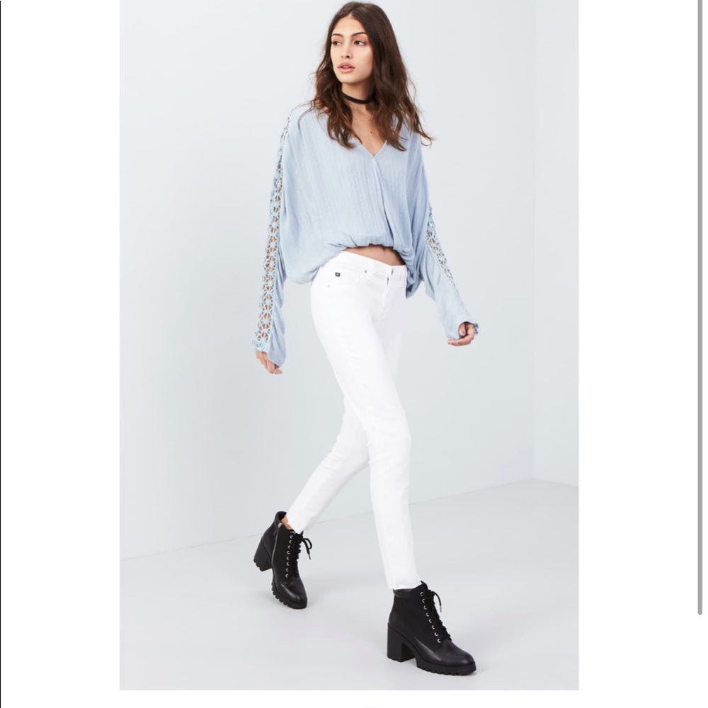 AG White Skinny Jeans, Ankle Cutoff